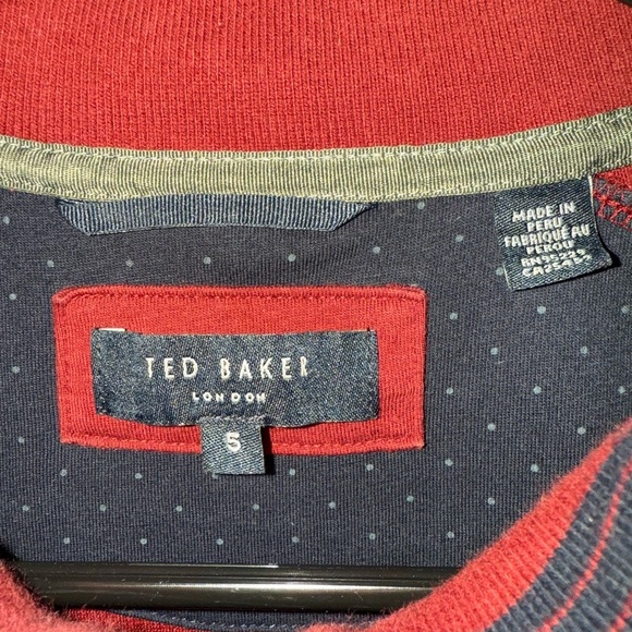 TED BAKER LONDON Academia 1/4 Zip Sweater Mens XL Size 5 Red Casual Preppy - Picture 2 of 6
